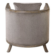 Gray Viaggio Chenille Accent Chair by Uttermost with plush upholstery and modern design, shown from a front angle.