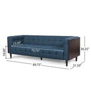 Noble House contemporary mid-century charm 3-seater stationary sofa with button tufted waffle stitching and sleek design.