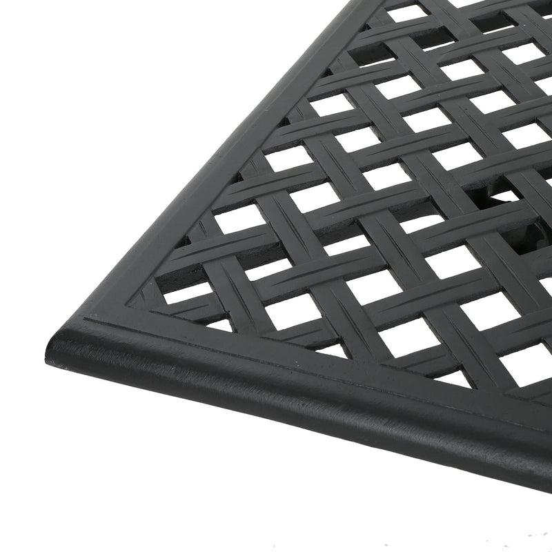 Outdoor Aluminum Dining Table With Lattice Design And Center Umbrella Hole - Black - R&R Furniture Gallery (Fountain Valley, CA)