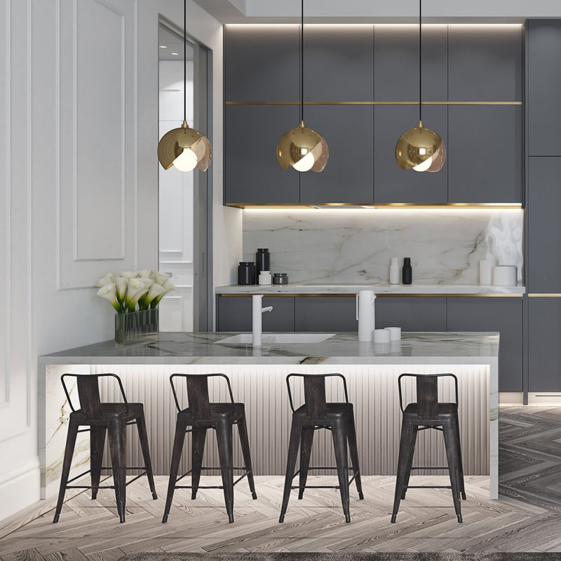 Rayne - Curved Back Metal Stool (Set of 2) - R&R Furniture Gallery (Fountain Valley, CA)