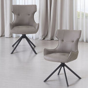 Damita - Camel Synthetic Leather Side Chair With Swivel (Set of 2) - Gray & Black Finsh - R&R Furniture Gallery (Fountain Valley, CA)