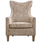 Light brown animal pattern armchair by Uttermost featuring plush upholstery and a comfortable, stylish design.