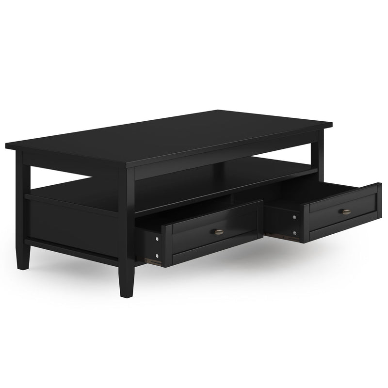 Handcrafted Warm Shaker coffee table by Simpli-Home with a smooth wooden surface and sturdy design.
