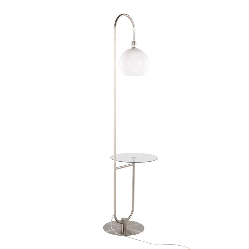 Lumi Source contemporary trombone-shaped floor lamp with a sleek, modern design and a glam metallic finish.