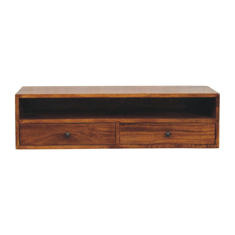 Lunar - 2 Drawer Wall Mounted Media Unit - Brown - R&R Furniture Gallery (Fountain Valley, CA)