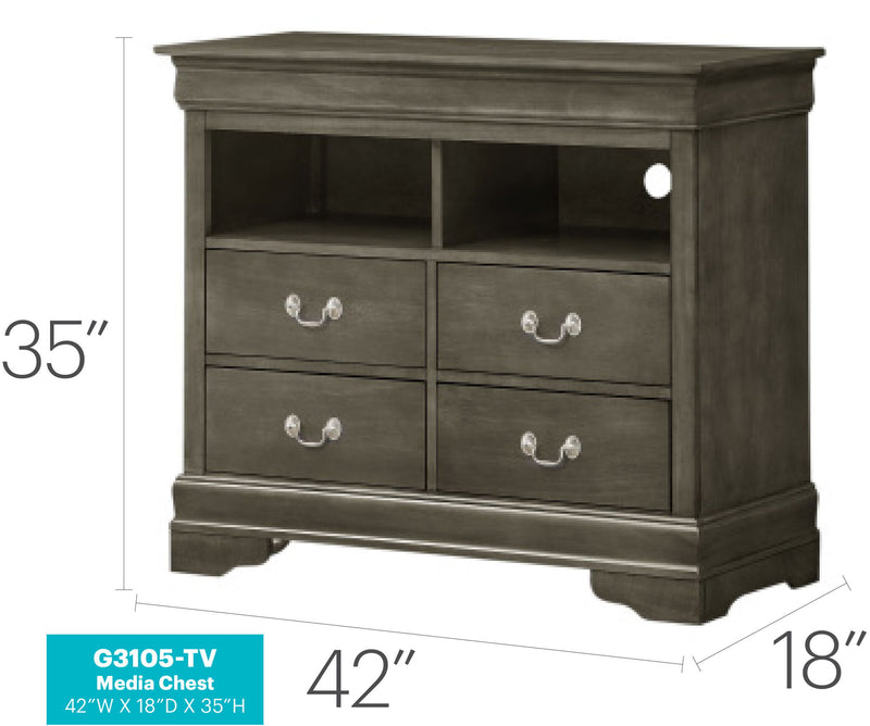 Louis Phillipe - Media Storage Unit Timeless - R&R Furniture Gallery (Fountain Valley, CA)