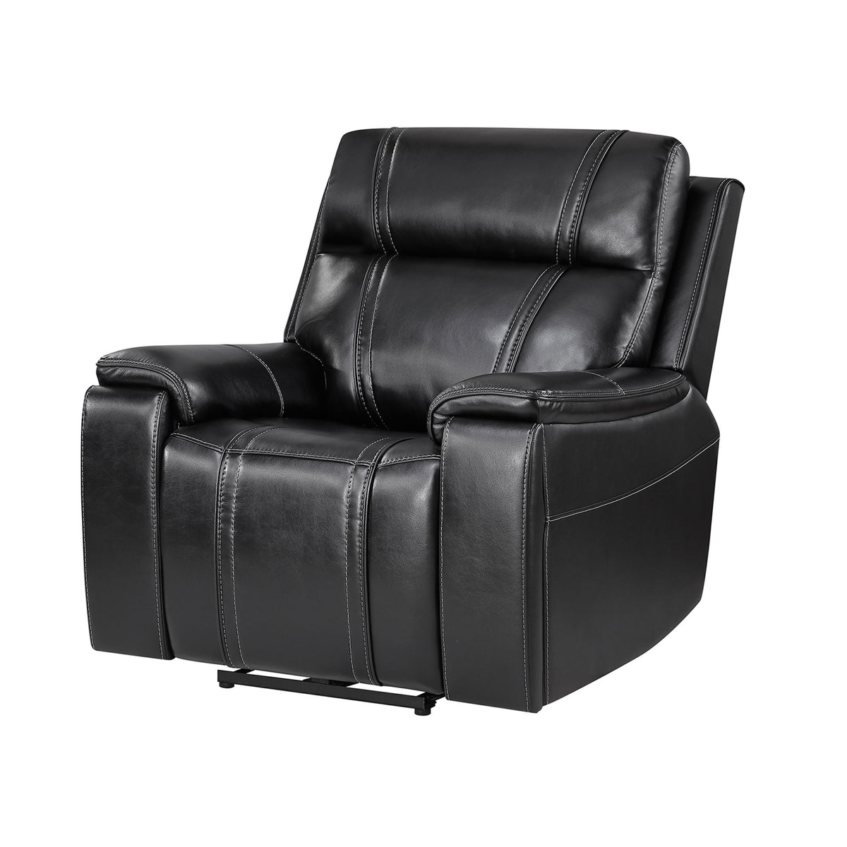 Gary - Power Recliner With Power Recline Motion, Pillow Top Arms, Hidden Cupholders - Black