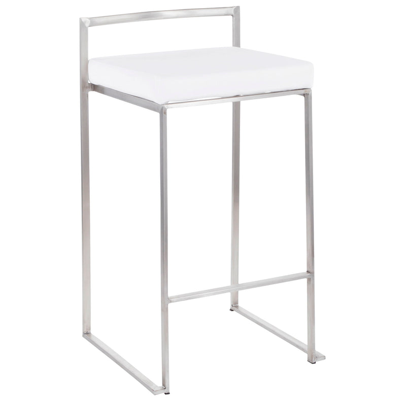 Lumi Source Fuji contemporary elegant stackable counter stool set with sleek modern design and wooden legs, ideal for kitchen or bar area.