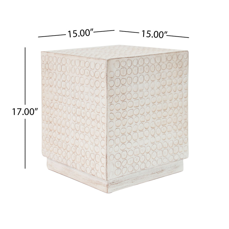 Chic Modern Mgo Cube Side Table With Fluted Design - Antique Brown - R&R Furniture Gallery (Fountain Valley, CA)