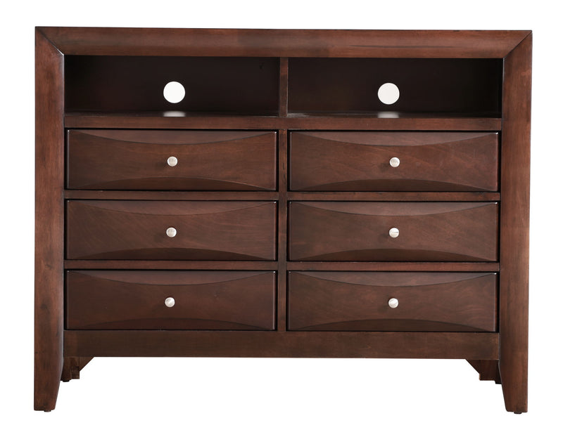 Glory Furniture Marilla media chest with storage drawers and modern wood finish, ideal for living room entertainment setup.