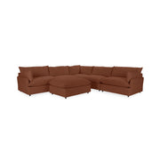 Classic Home Caplan 6-piece modular sectional with ottoman, modern 2-piece living room set, featuring plush cushions and versatile design.