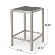Outdoor 43" Aluminum Bar Table With Rattan Table Top - Gray / Silver - R&R Furniture Gallery (Fountain Valley, CA)