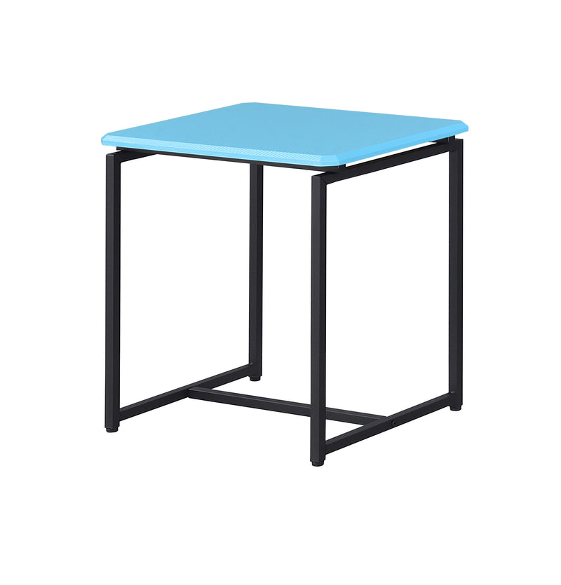 Set of three Lilola Home GT carbon fiber wrap coffee and end tables with sleek black finish and modern design.