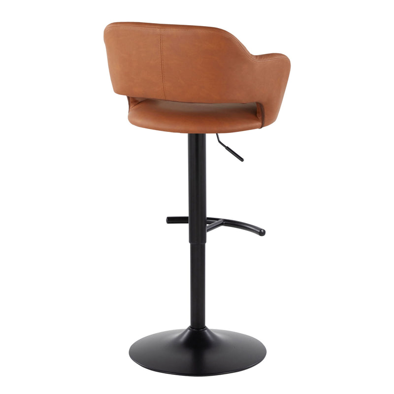 Set of two Lumi Source Margarite contemporary adjustable barstools with swivel seats and rounded T footrest, modern seating for bar or counter.