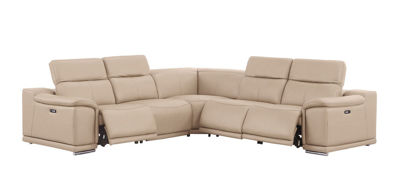 2679 - 5-Piece L-Shaped Power Reclining Sectional In Genuine Leather (3 Recliners)