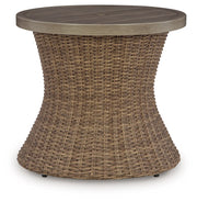 Laguna Heights - Round End Table With Umbrella Option - Beige - R&R Furniture Gallery (Fountain Valley, CA)