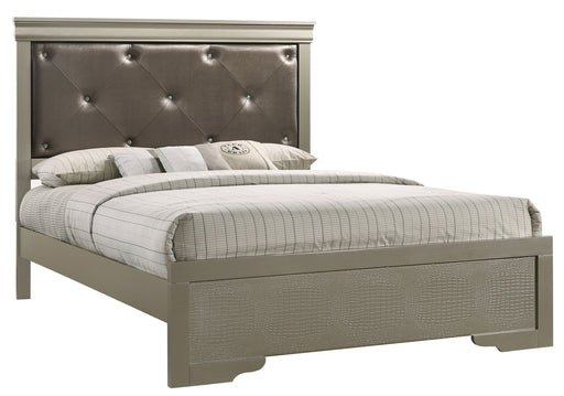 Elegant transitional platform bed from Glory Furniture with a sleek design and neutral finish, perfect for modern bedrooms.