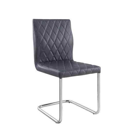 Ansonia - Side Chair (Set of 2) - Gray Synthetic Leather & Chrome - R&R Furniture Gallery (Fountain Valley, CA)