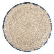 Round handcrafted Edgeley accent pouf by Simpli-Home, featuring textured fabric and a cozy, versatile design for living room decor.