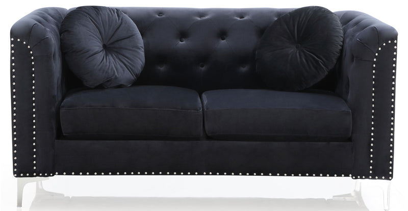 Stylish sloped arm loveseat by Glory Furniture, stationary sofa with modern design and plush cushions for comfortable seating.