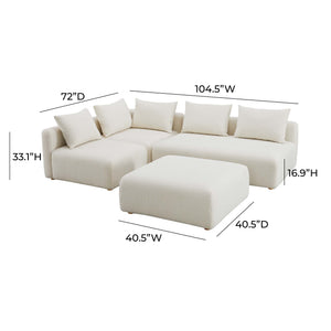 Hangover - 4-Piece Boucle Modular Chaise Sectional - Cream - R&R Furniture Gallery (Fountain Valley, CA)