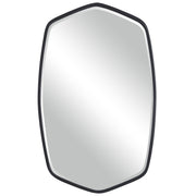 Uttermost Duronia iron wall mirror with a sleek, modern design and round frame, ideal for contemporary home decor.
