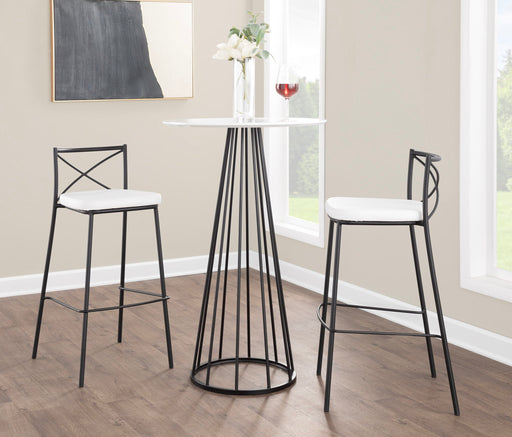 Set of two Lumi Source Modern Charlotte contemporary fixed-height barstools with sleek design and wooden legs.