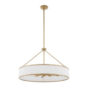 Uttermost Algiers 8-light gold and white drum pendant light with sleek modern design and decorative gold accents.