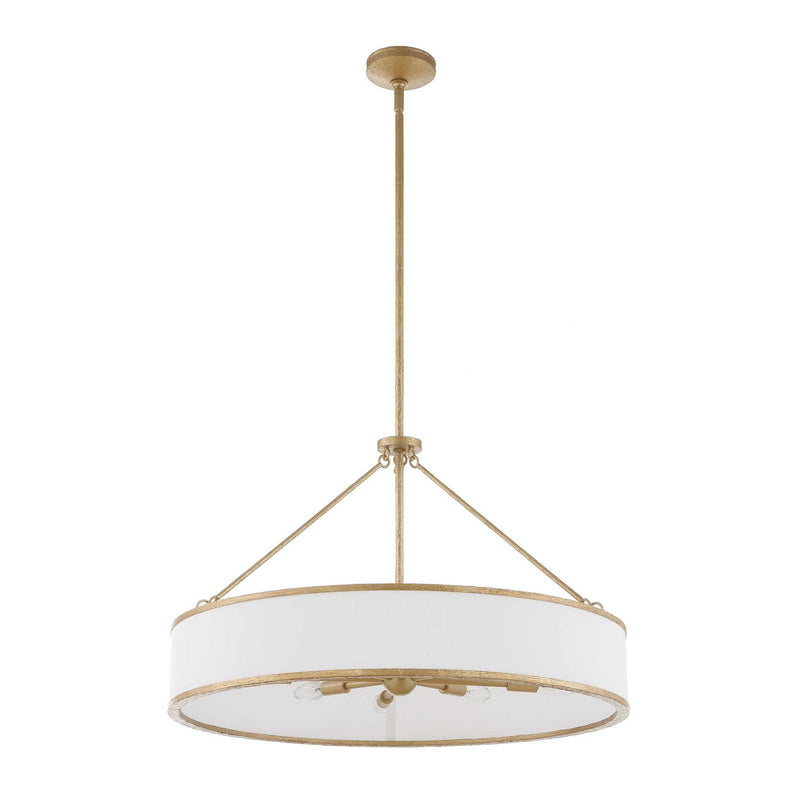 Uttermost Algiers 8-light gold and white drum pendant light with sleek modern design and decorative gold accents.