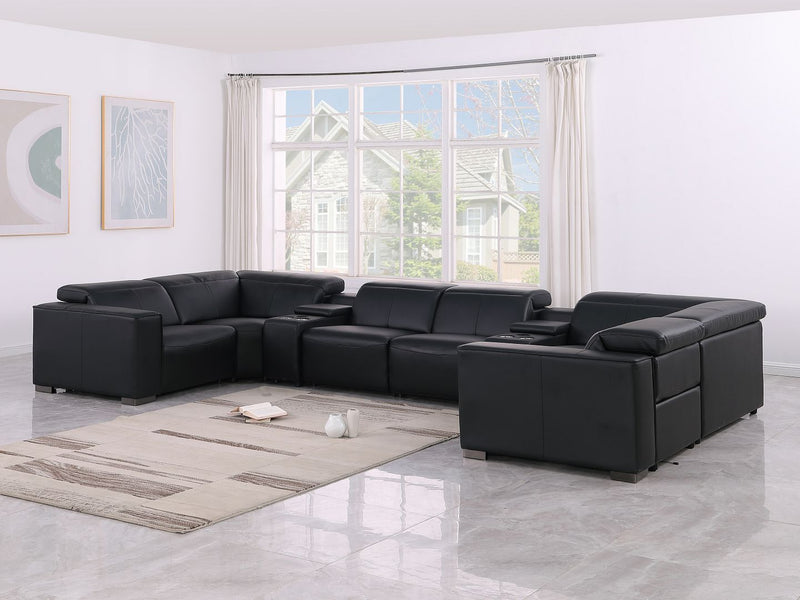 1208 - 8 Piece U Shaped Leather Sectional With 4 Power Recliners & Power Headrests - R&R Furniture Gallery (Fountain Valley, CA)