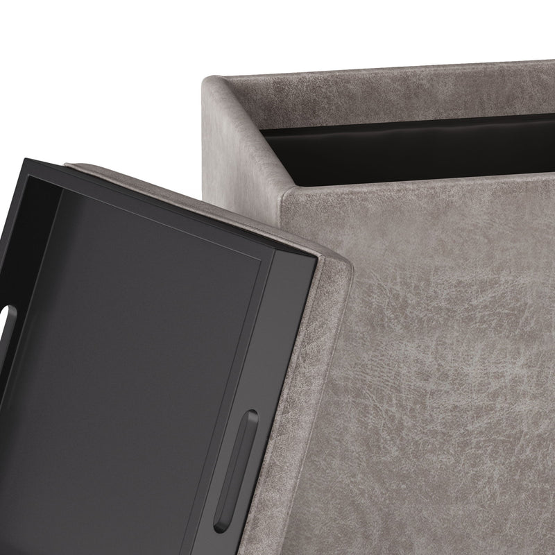 Rockwood - Upholstered Cube Storage Ottoman With Tray - R&R Furniture Gallery (Fountain Valley, CA)