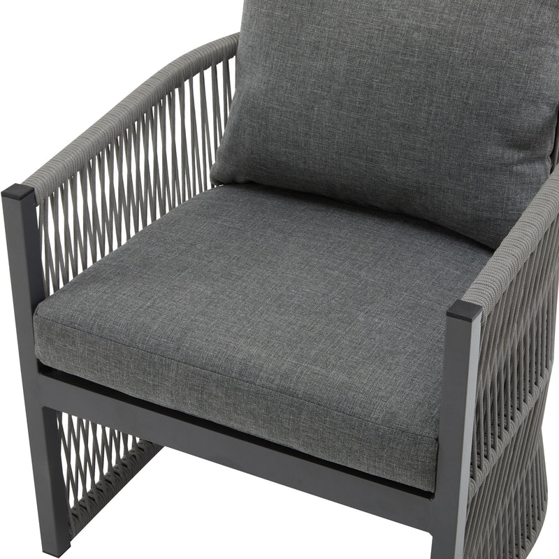 Modern Curved Aluminum Lounge Chair With Stylish Rope Weave Design And Cushioned Comfort For Outdoor - R&R Furniture Gallery (Fountain Valley, CA)