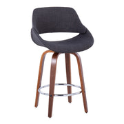 Set of two Lumi Source Fabrico mid-century modern counter stools with round footrests and fixed height design.