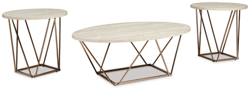 Tarica - Occasional Table Set (Set of 3) - White / Metallic - R&R Furniture Gallery (Fountain Valley, CA)