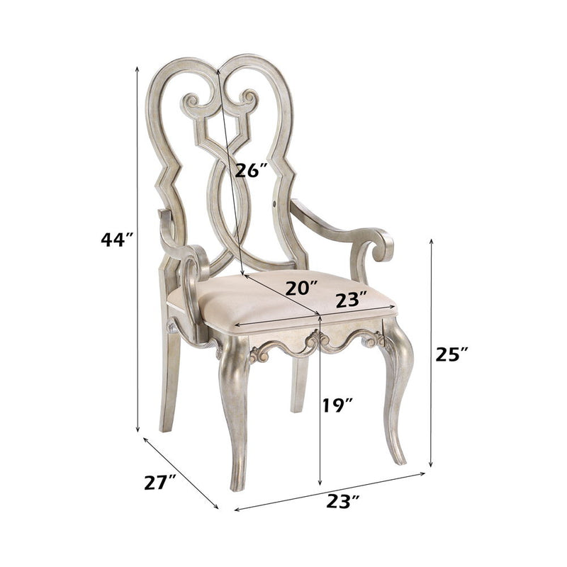 Esteban - Arm Chair (Set of 2) - Ivory Velvet & Antique Champagne - R&R Furniture Gallery (Fountain Valley, CA)