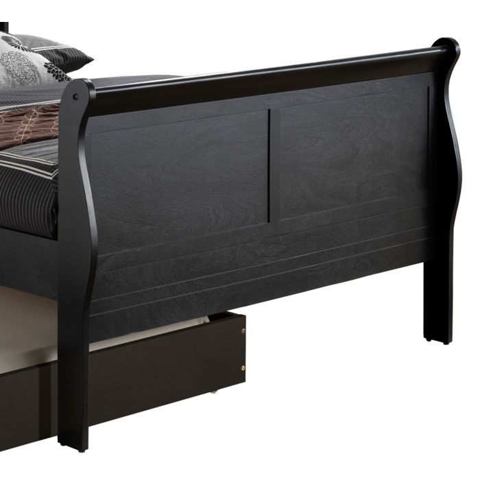 Elegant Glory Furniture trundle bed with classic wood finish, featuring a spacious pull-out underbed for versatile sleeping options.