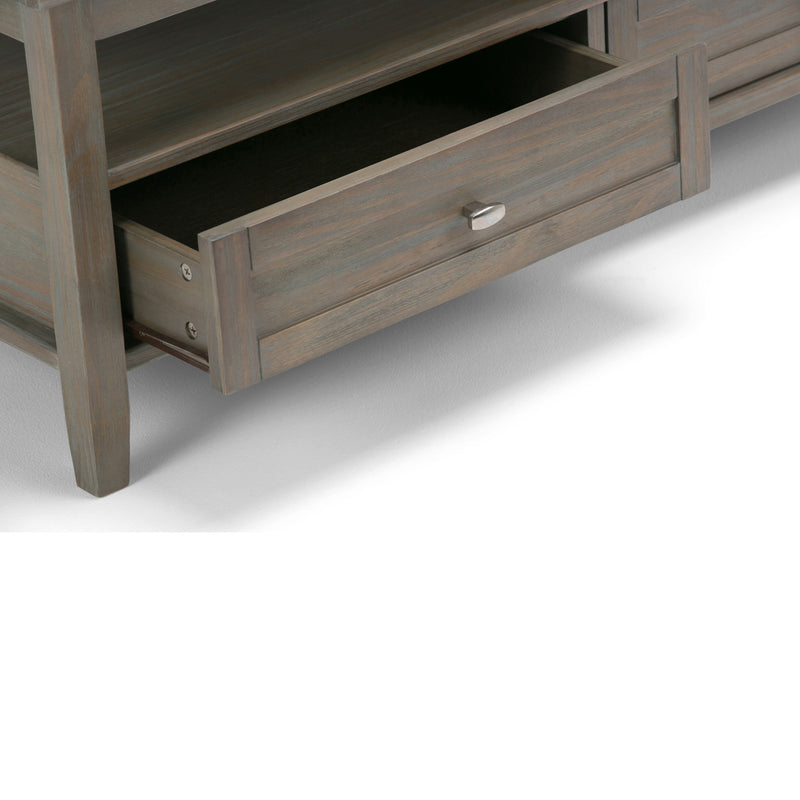 Handcrafted Warm Shaker coffee table by Simpli-Home, featuring a sturdy wooden surface and classic Shaker design details.