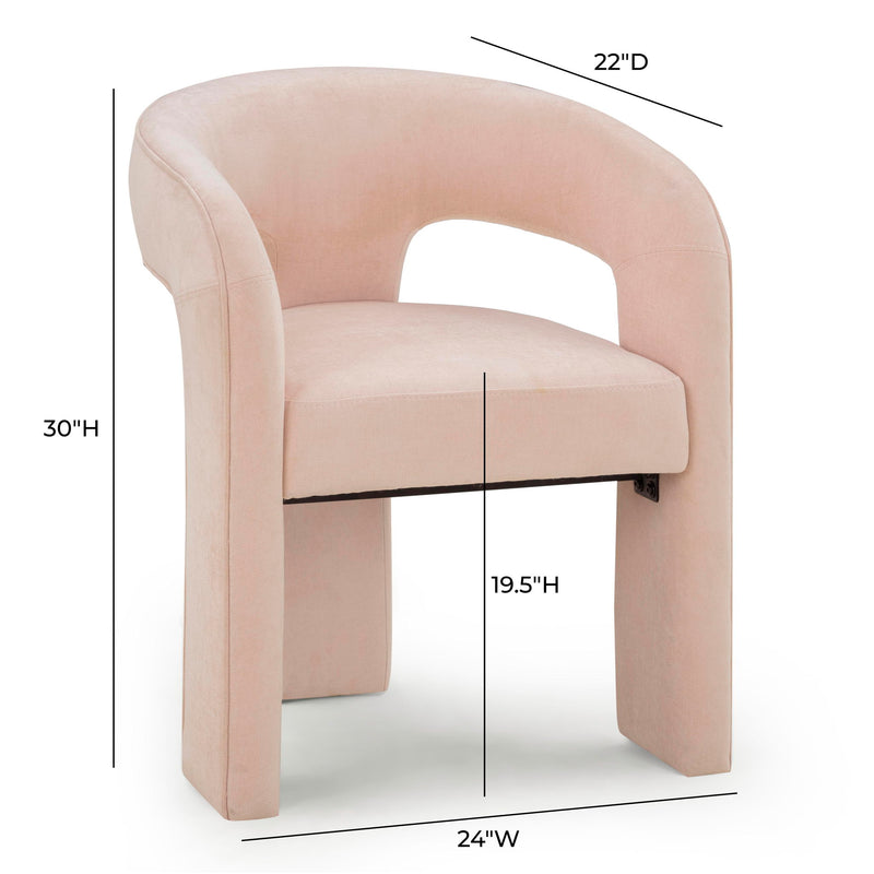 TOV Furniture Malone dining arm chair with a modern design, featuring a sleek frame and comfortable upholstered seat.