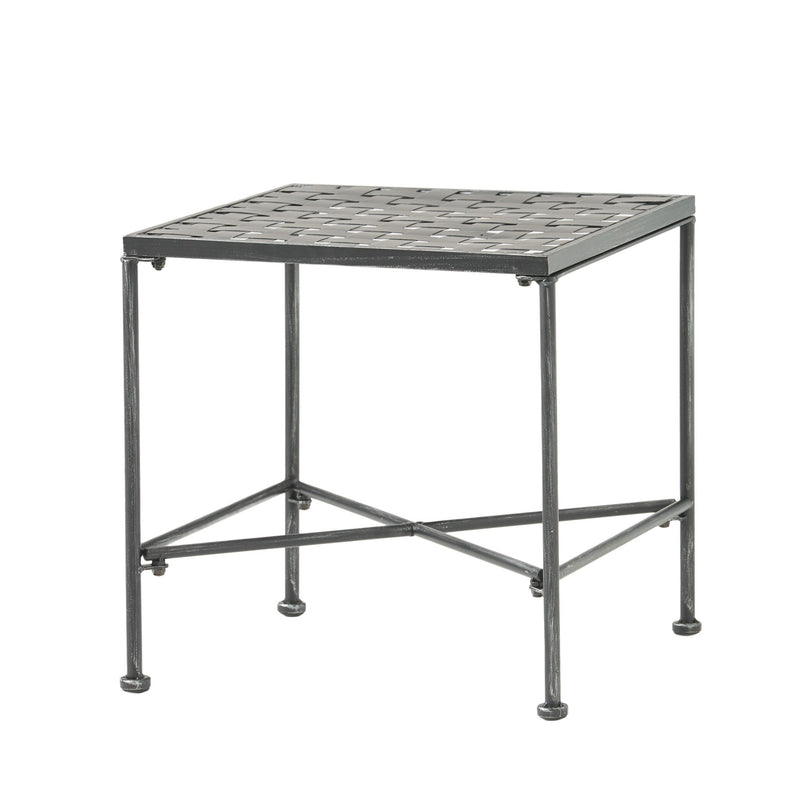 Outdoor Square Side Table With X Shaped Iron Frame - Black - R&R Furniture Gallery (Fountain Valley, CA)