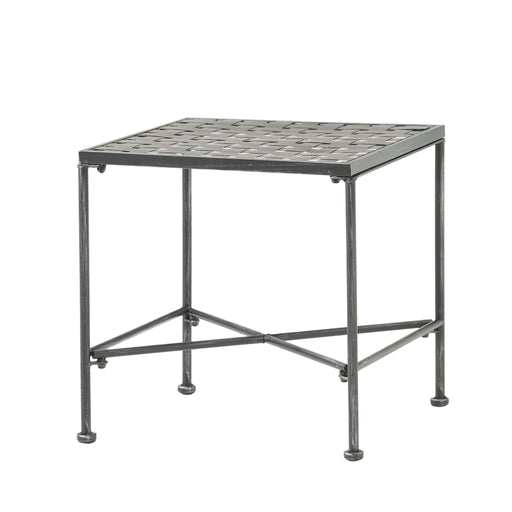 Outdoor Square Side Table With X Shaped Iron Frame - Black - R&R Furniture Gallery (Fountain Valley, CA)