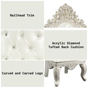Adara - Arm Chair (Set of 2) - Pearl White Synthetic Leather & Antique White - R&R Furniture Gallery (Fountain Valley, CA)