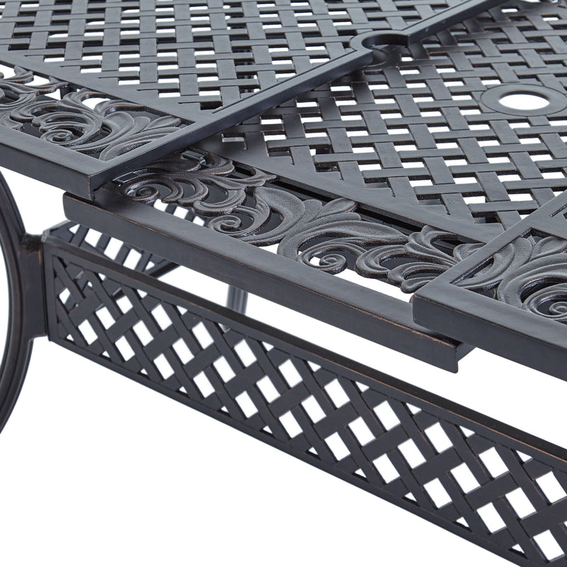 Outdoor Extendable Aluminum Dining Table With Pattern Table Top And Curved Legs - Copper - R&R Furniture Gallery (Fountain Valley, CA)
