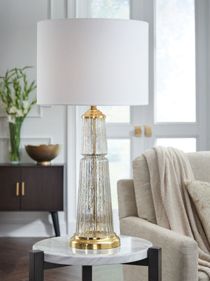 Bakersboro - Glass Table Lamp - Clear / Gold Finish - R&R Furniture Gallery (Fountain Valley, CA)