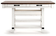 Valebeck - 5 Pc. - Counter Table With Wine Rack, 4 Swivel Stools - White / Brown - R&R Furniture Gallery (Fountain Valley, CA)