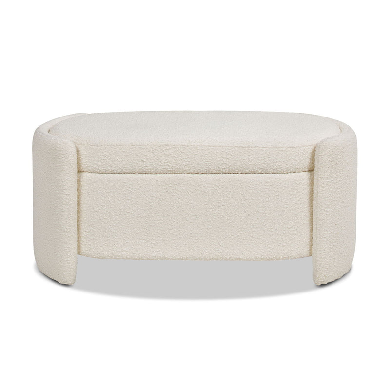 Fuji - Oval Storage Bench, Upholstered - Ivory White - R&R Furniture Gallery (Fountain Valley, CA)