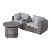 Rattan Patio Set With Comfortable Cushions And Fire Pit - R&R Furniture Gallery (Fountain Valley, CA)