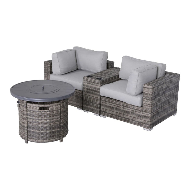 Rattan Patio Set With Comfortable Cushions And Fire Pit - R&R Furniture Gallery (Fountain Valley, CA)