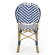 Outdoor Rattan And Aluminum French Armless Bistro Chairs Set - Navy Blue - R&R Furniture Gallery (Fountain Valley, CA)