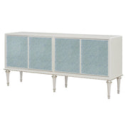 Ansaldo - Console Cabinet - Pearl White & Silver Shimmer - R&R Furniture Gallery (Fountain Valley, CA)