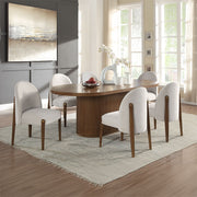 Gamarya - Side Chair (Set of 2) - White Fabric & Oak - R&R Furniture Gallery (Fountain Valley, CA)